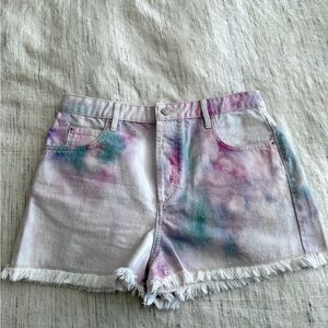 Isabel Marat Etoile Lesiab Tie-Dye Frayed Denim Women Shorts
